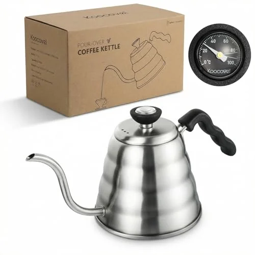 1.2L 40oz Stainless Steel Gooseneck Kettle with Thermometer for Stovetop
